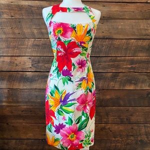 David Meister floral silk cocktail dress